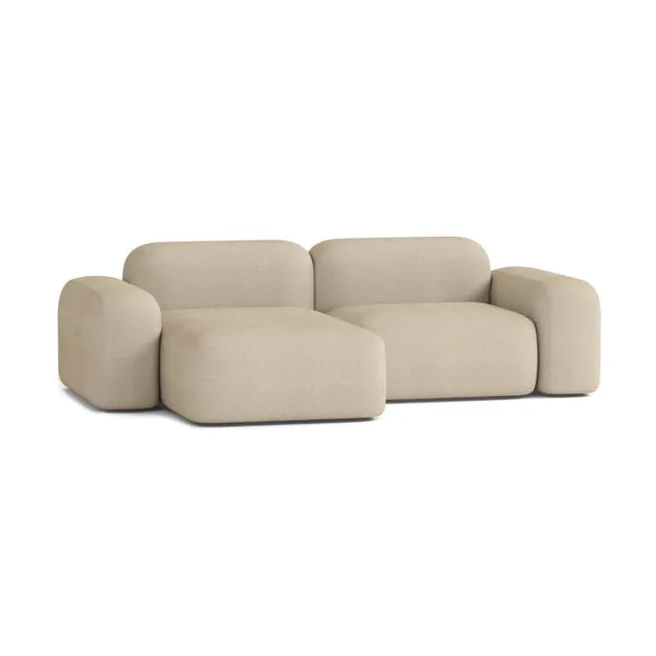 Divano componibile angolare a 3 posti in tessuto beige