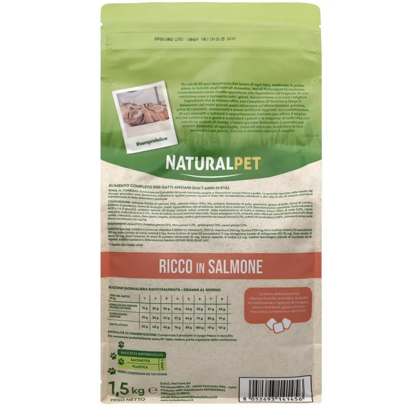 Naturalpet Cat Senior ricco in Salmone 1,5kg