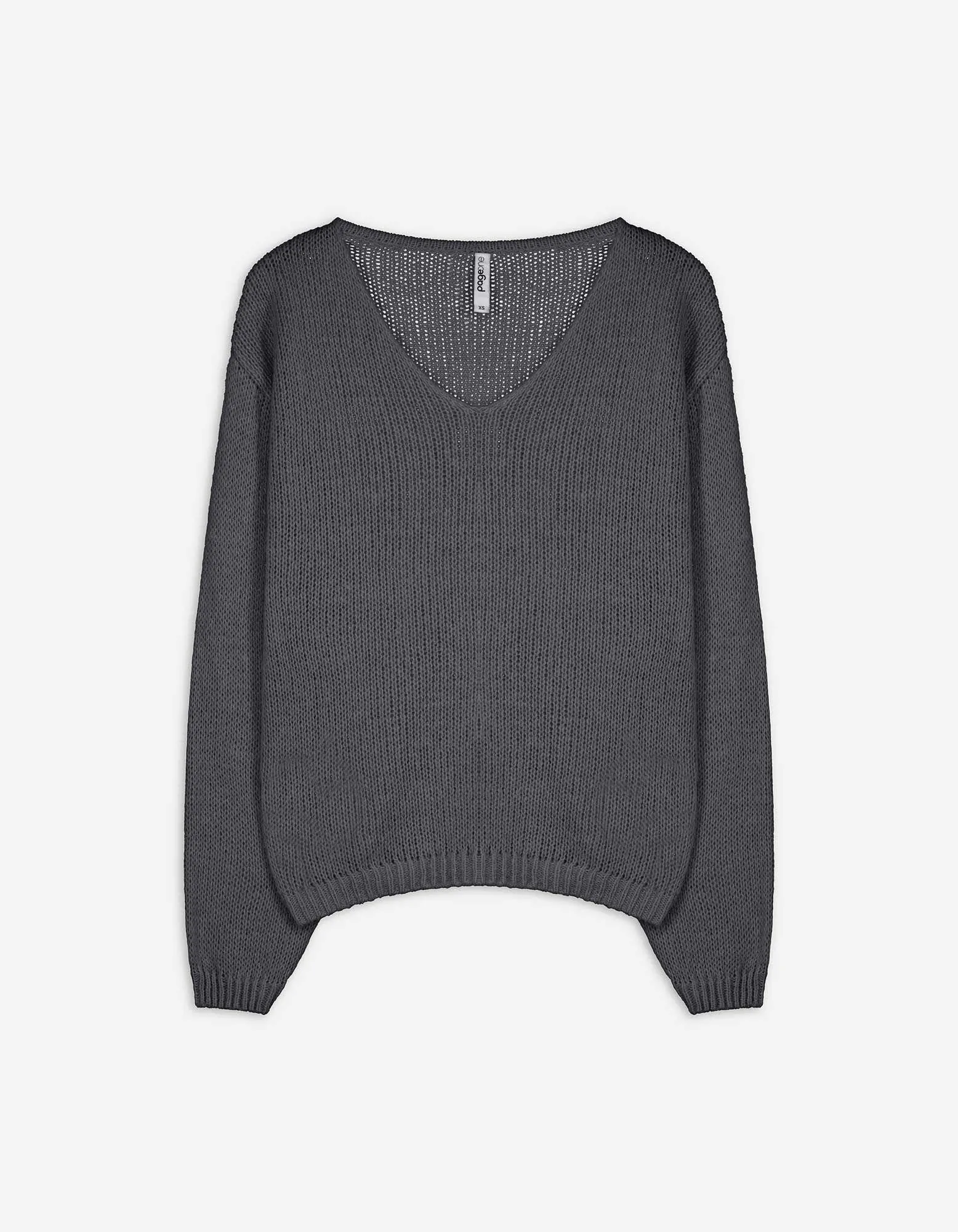 Maglione - Scollo a V - grigio