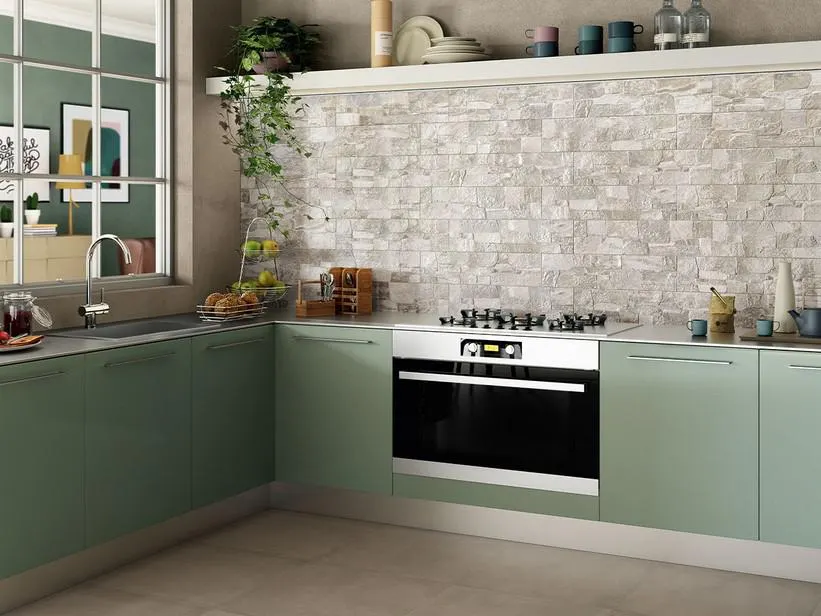 Piastrella Apulia Grigio 2a Scelta 15,2X60,5 Effetto Muretto in Pietra Leccese