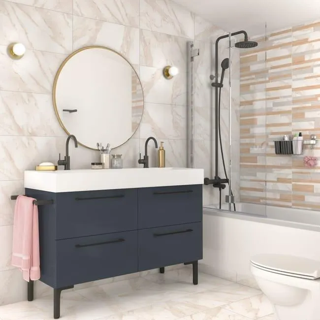 Piastrella da pavimento e rivestimento interno 30 x 60 cm Sp. 7.4 mm rettificato Remix Marble in gres porcellanato smaltato opaco bianco marmorizzato traffico intenso (pei 4/5) R9 1.44 mq