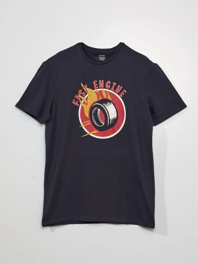 T-shirt a maniche corte con stampa - NERO