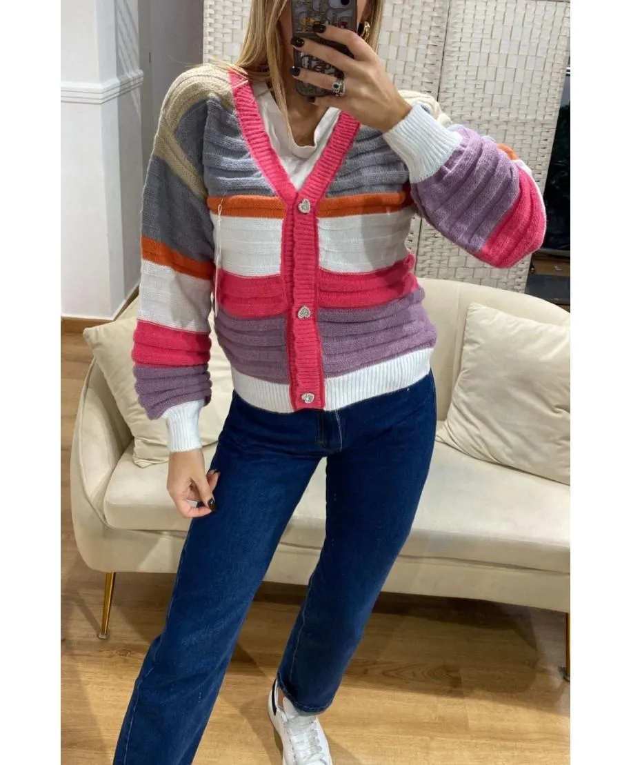 Cardigan dettaglio righe