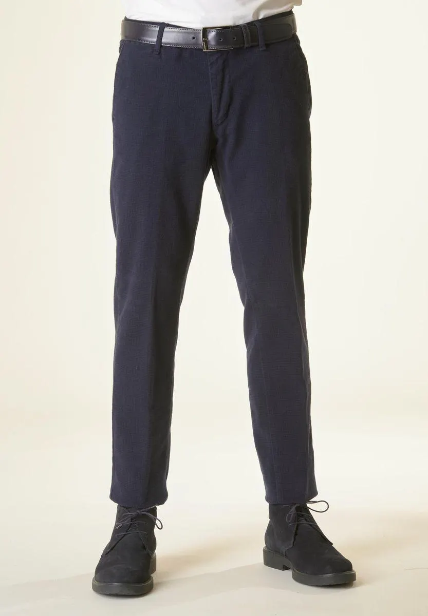 Pantalone blu pied poule fustagno slim