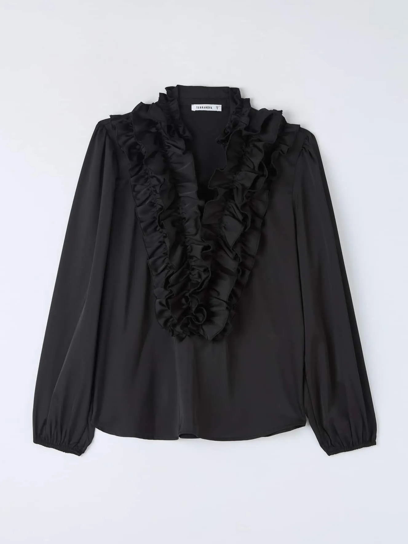 Camicia in raso con rouches Nero