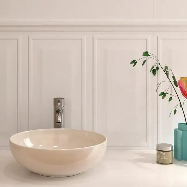 Piastrella da rivestimento interno 30 x 56 cm Sp. 10 mm rettificato New Classic Cornice in maiolica smaltato opaco bianco 1.37 mq