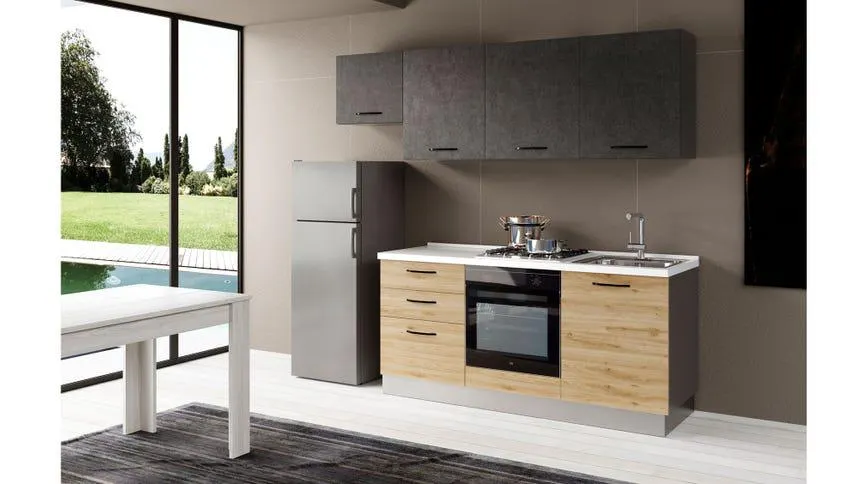 Gilda cucina 240 cm colore rovere cadiz e portland