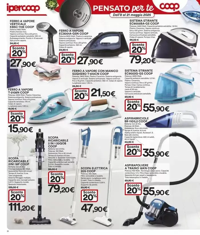 Grandi marche 30% 40% 50% da 8 maggio a 21 maggio di 2025 - Pagina del volantino 32