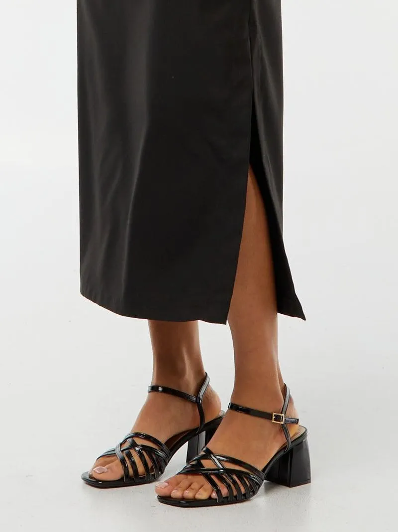 Vestito midi effetto twist davanti - nero