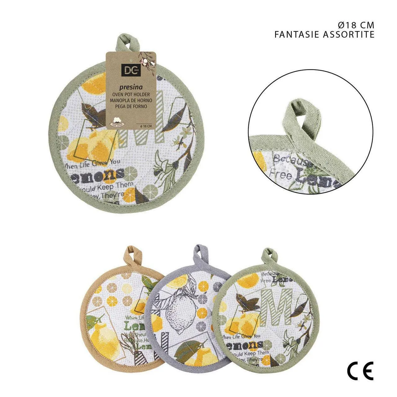 Dc Casa Lemon Pot Holder Round D18Cm