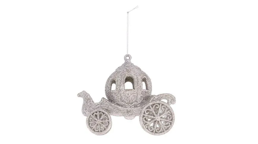 Carrozza Glitter decorazione albero H15 cm