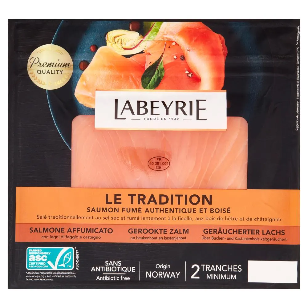 Labeyrie il Tradizione Salmone Affumicato ASC, 100% Senza Antibiotici, gusto Autentico 75 g