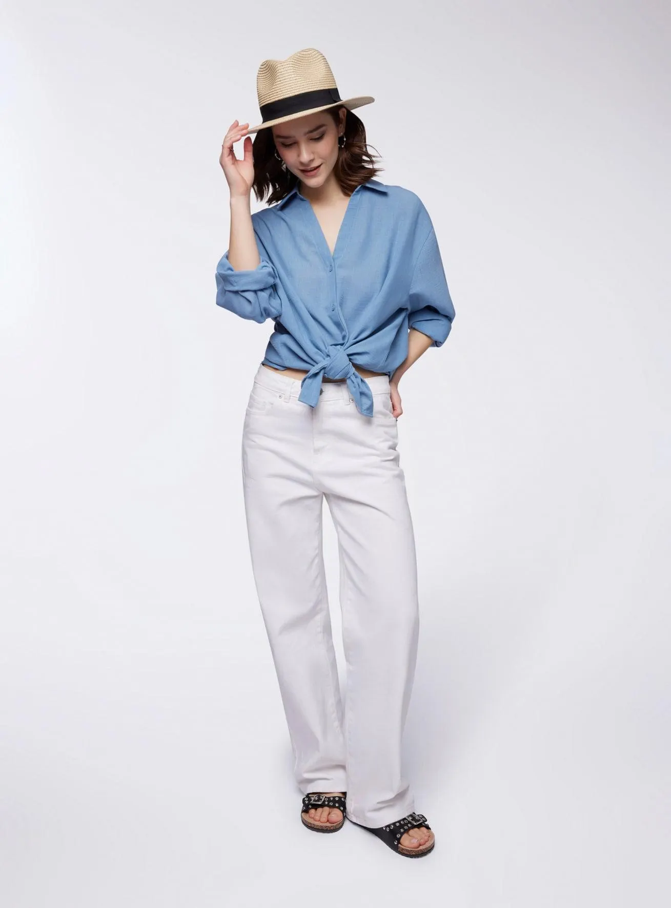 Camicia over tessuto leggero Avio