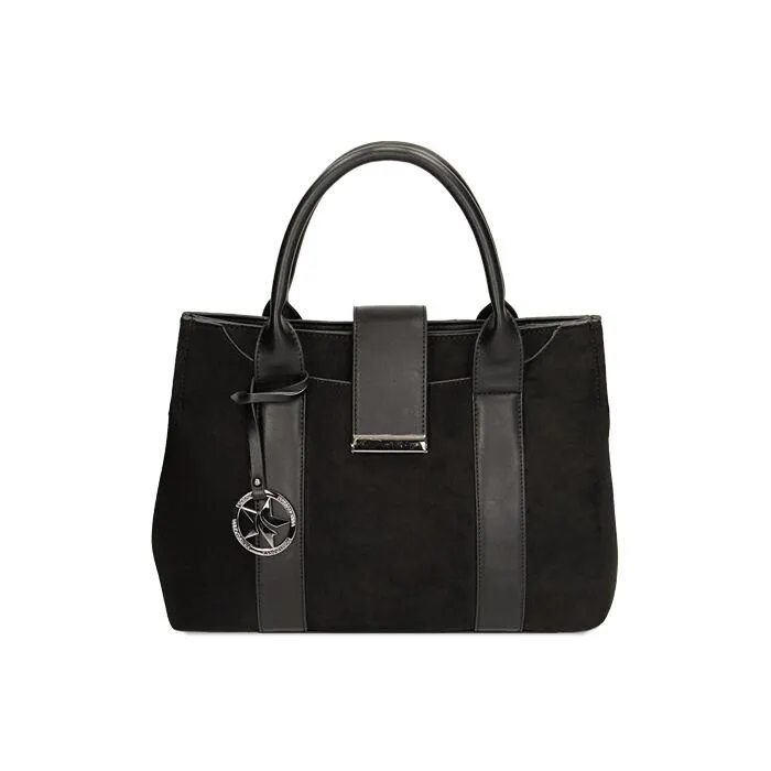 Borsa a mano nera in microfibra