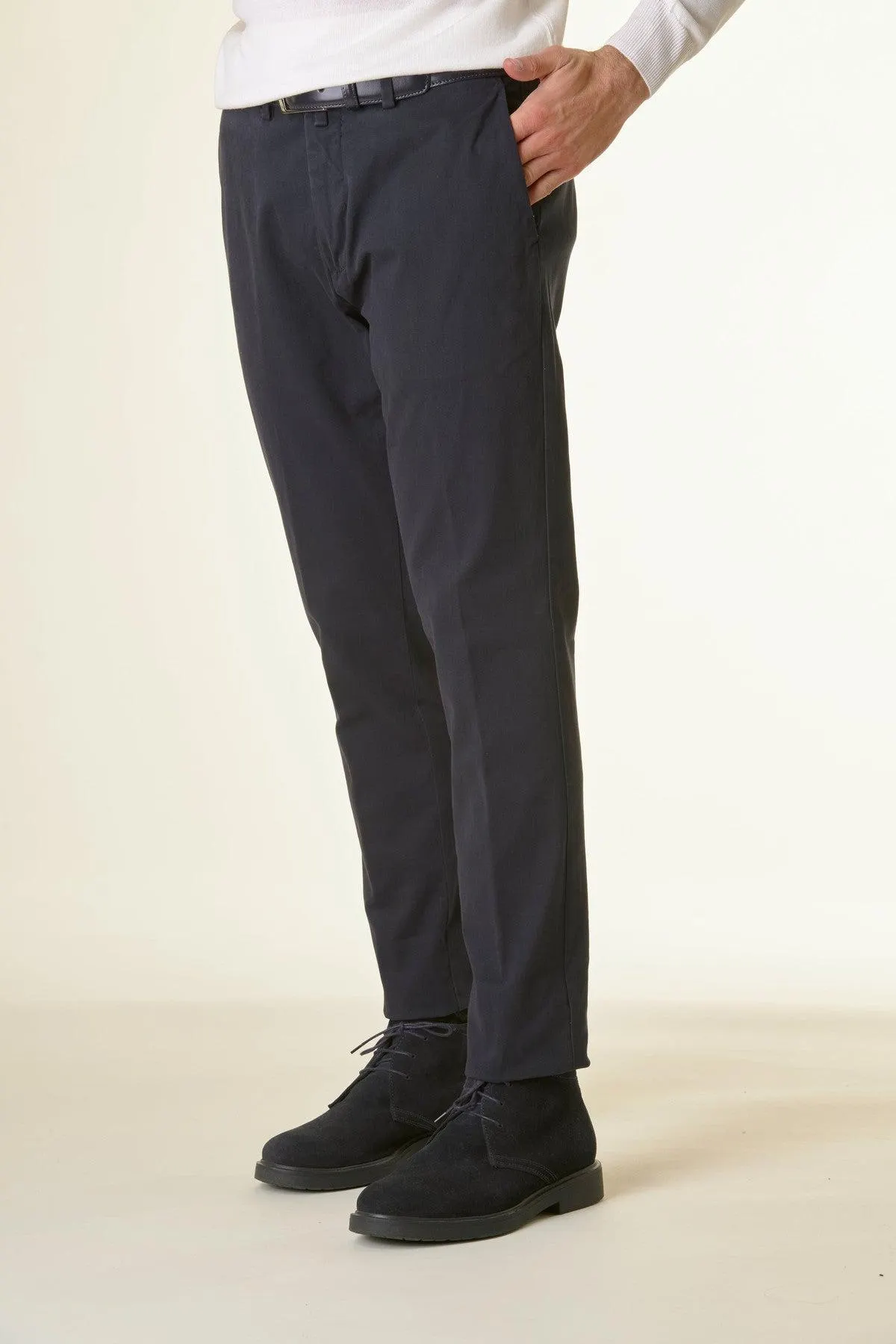 Pantalone blu twill stretch slim