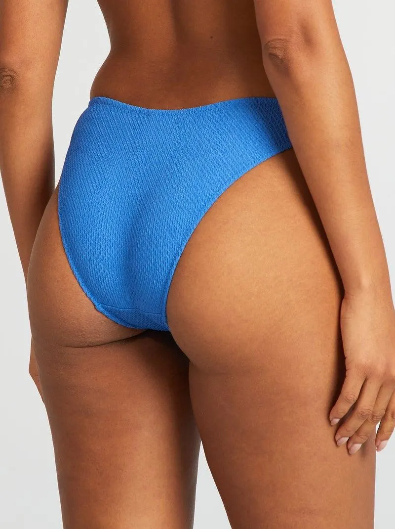 Slip bikini in maglia goffrata - BLU