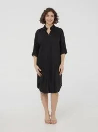 Vestito camicia maxi tinta unita Nero