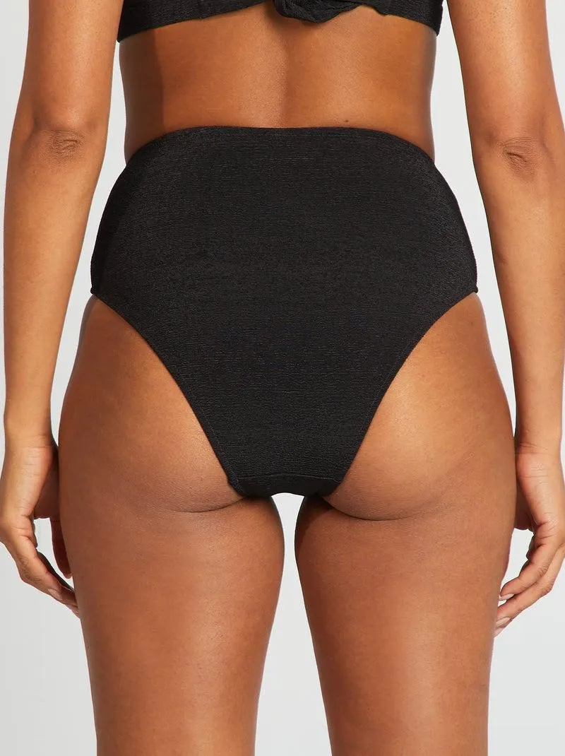 Slip bikini a vita alta - nero