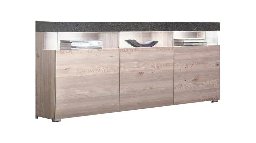 Laos credenza 3 ante colore olmo ed effetto marmo