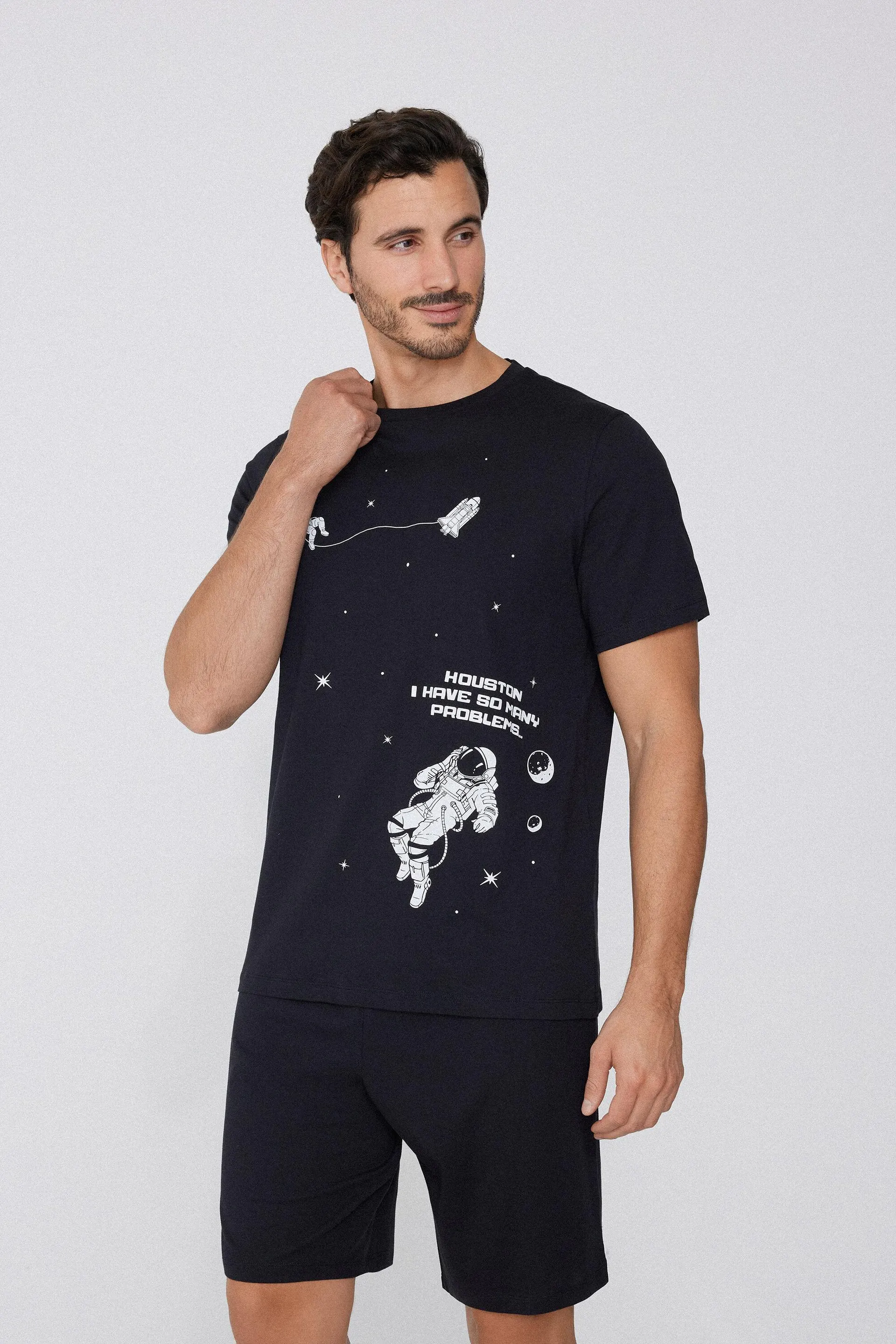 Pigiama Corto Uomo Mezza Manica Cotone Stampa Houston