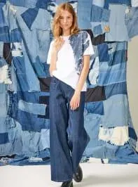 Jeans wide leg con stampa tasca TRNPOPLAB Blu denim scuro