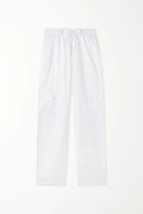 Pantaloni Lunghi in 100% Tela Cotone con Tasche