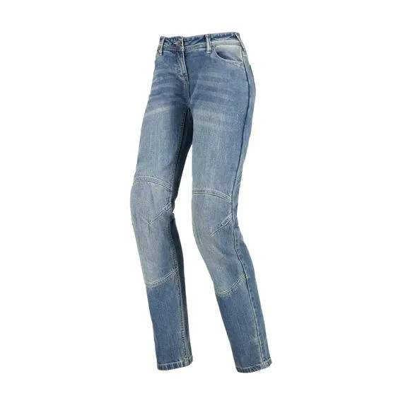 Pantaloni moto da donna Detroit Blu slavato