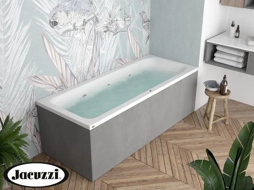 Vasca Idromassaggio Jacuzzi® Silk 170x70 Destra con 8 Bocchette e Finitura Effetto Cemento