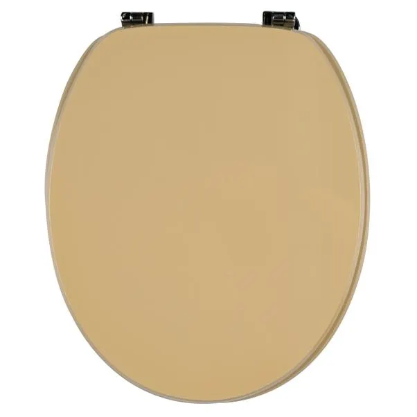 Copriwater universale ovale in mdf champagne con cerniere in zama