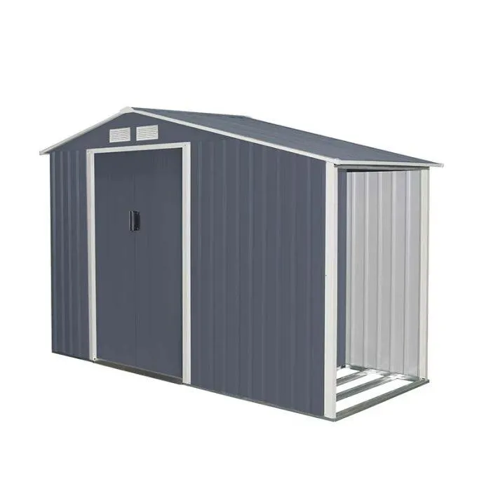 Gardenia Casetta in lamiera zincata maestrale, con legnaia, 218x127xh.195 cm