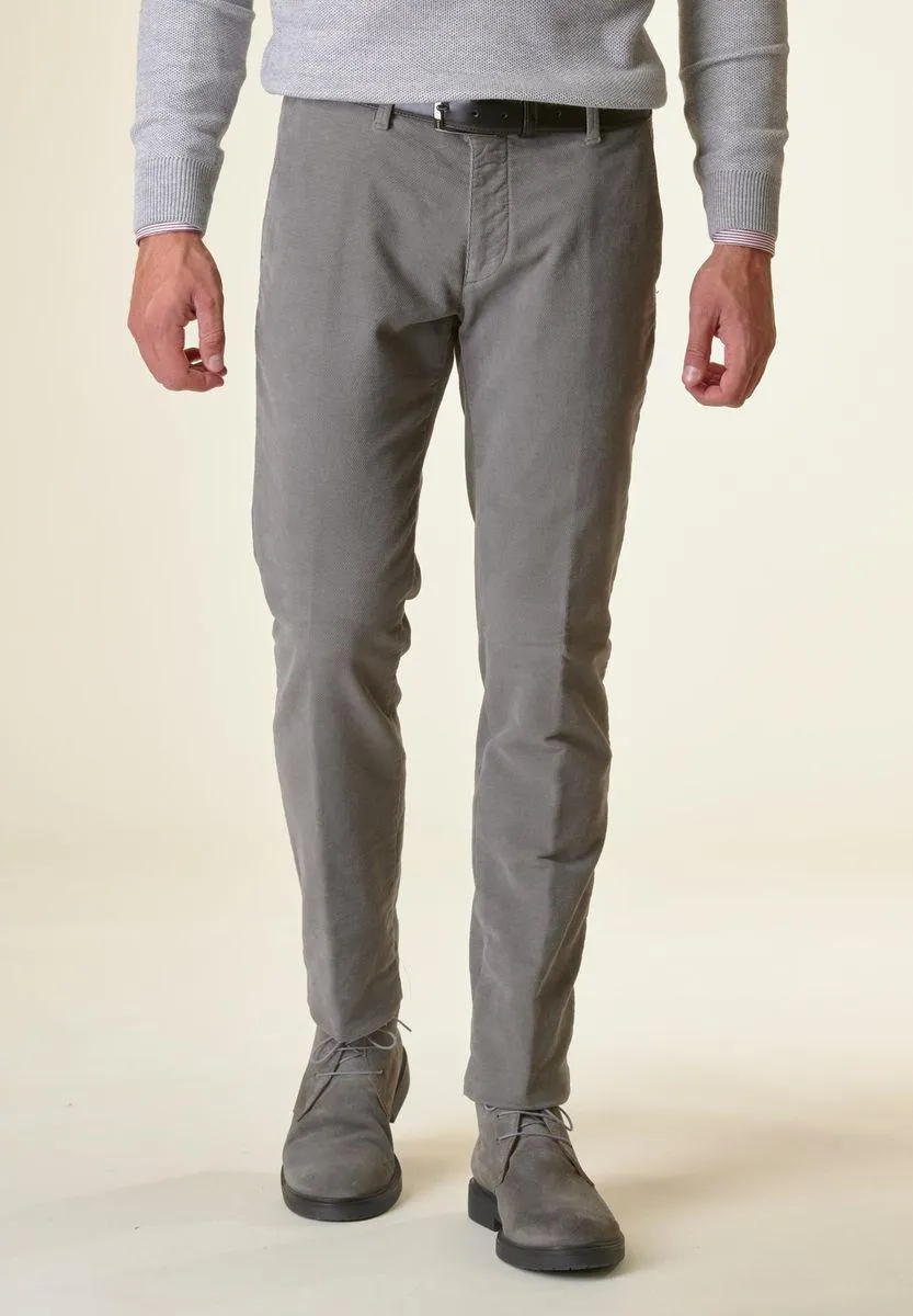 Pantalone grigio fustagno operato slim