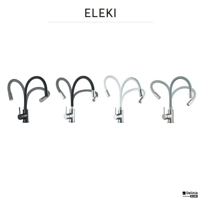 Rubinetto da cucina pieghevole flessibile Eleki nero verniciato opaco DELINIA