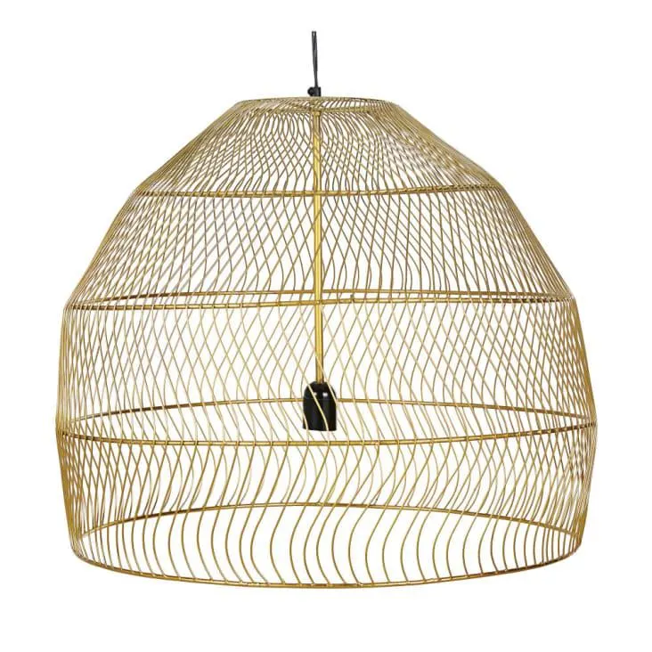 Lampada a sospensione in filo di metallo dorato Ø 60 cm