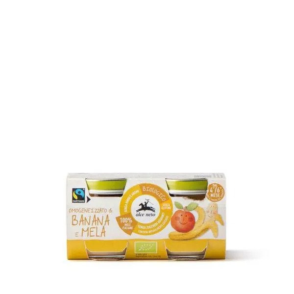 Alce Nero Baby omogeneizzato di frutta banana e mela bio gr.80x2
