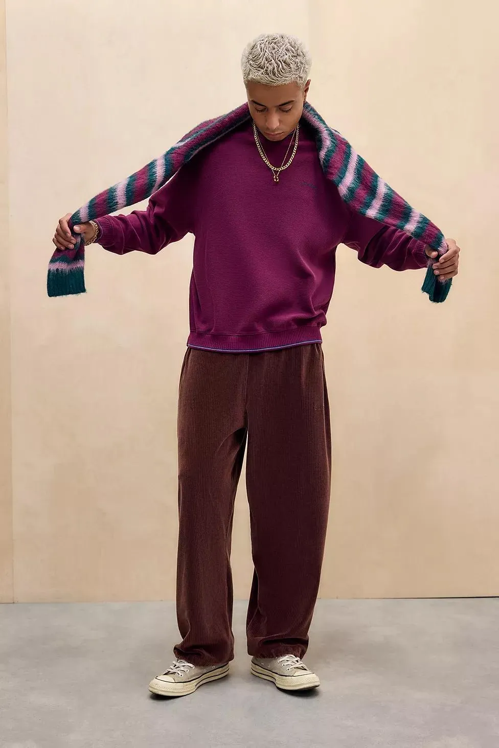 iets frans... Joggers in jersey di velluto a coste marrone Harri