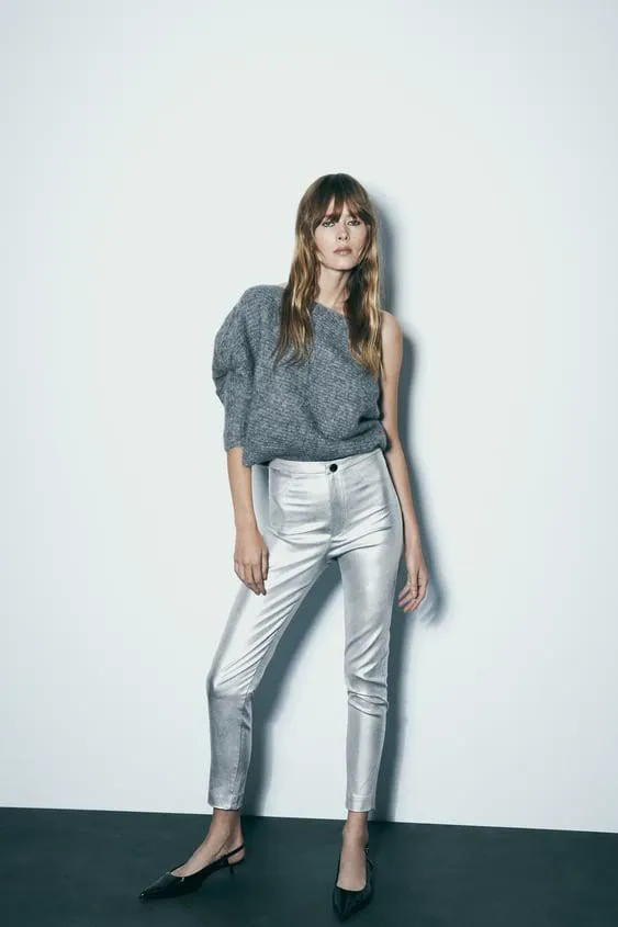 LEGGINGS METALLIZZATI A VITA MEDIA