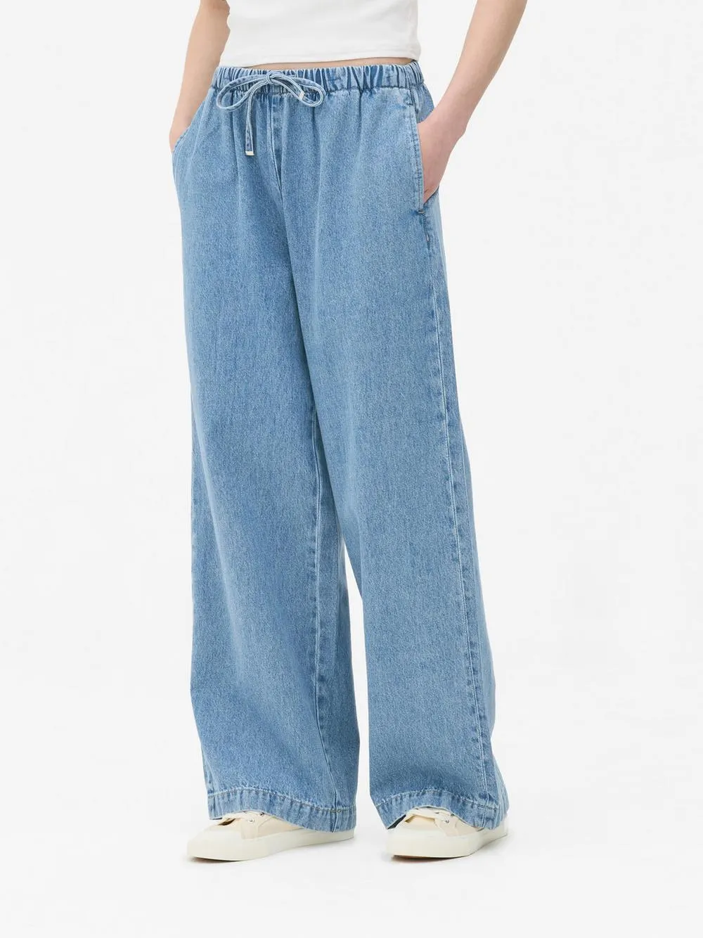 Tie Waist Denim Joggers