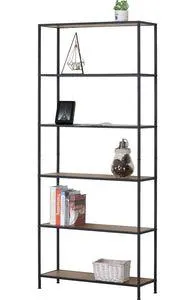 Libreria 6 Ripiani in legno truciolare e metallo nero Linea Chelsea