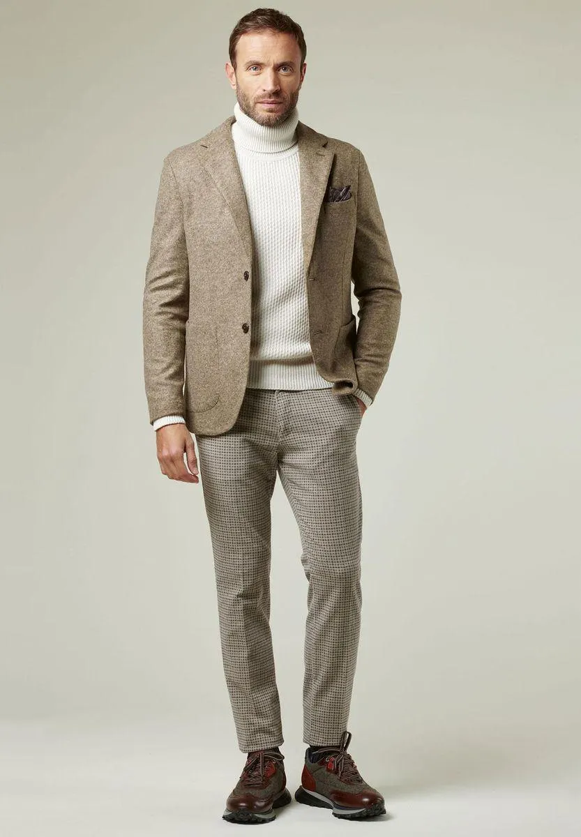 Giacca nocciola sfoderata lana slim