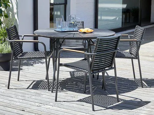 Tavolo RANGSTRUP Ø110 cm nero + 4 Sedie NABE impilabili nero