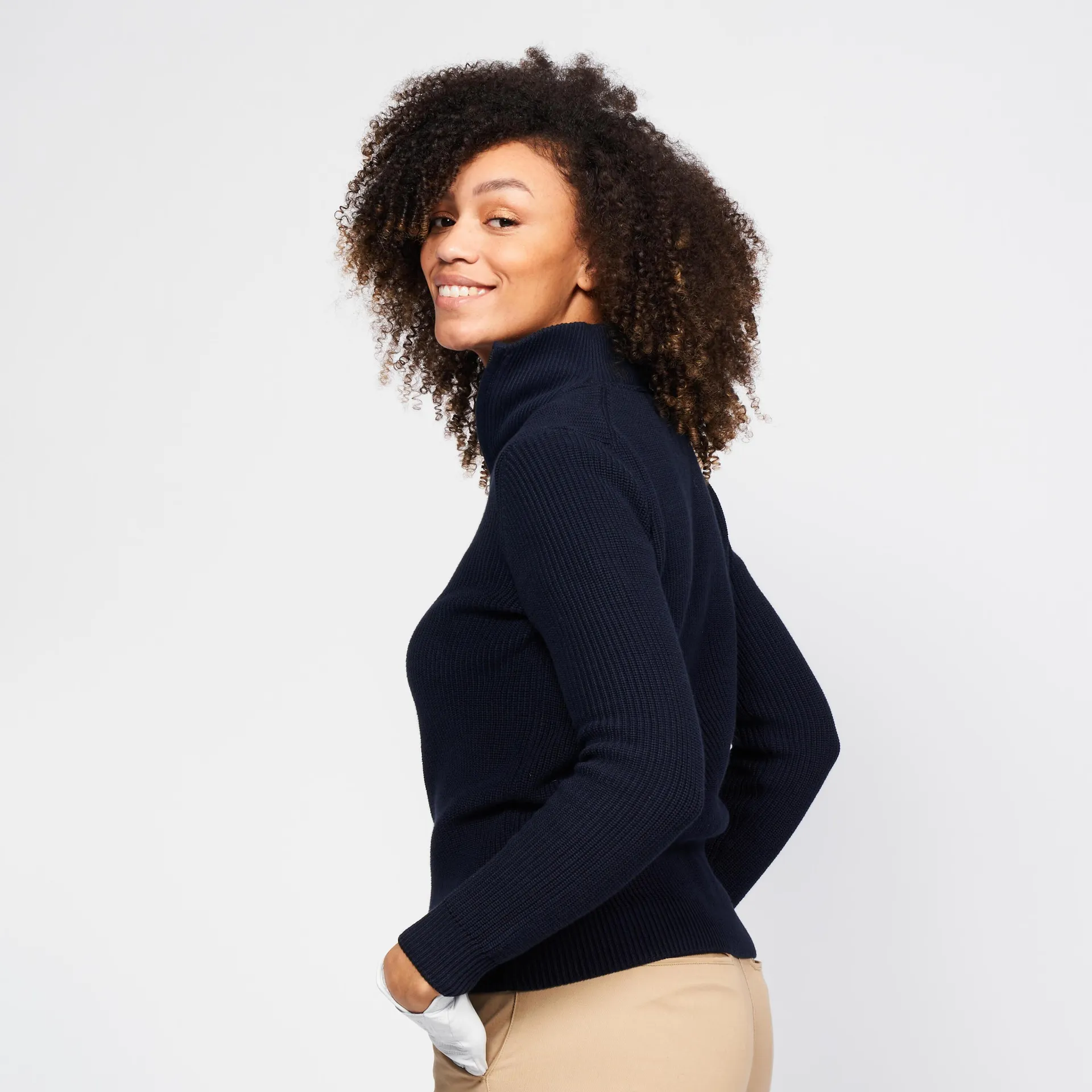 Maglione golf donna MW 500 blu