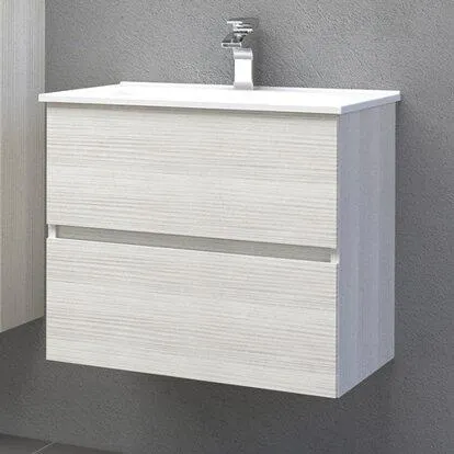 Mobile bagno larice cm 61x46 con base 2 cassetti e lavabo in ceramica