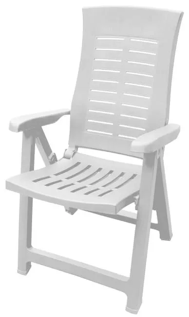 Sedia a sdraio da giardino in polipropilene con braccioli pieghevole Silver bianco