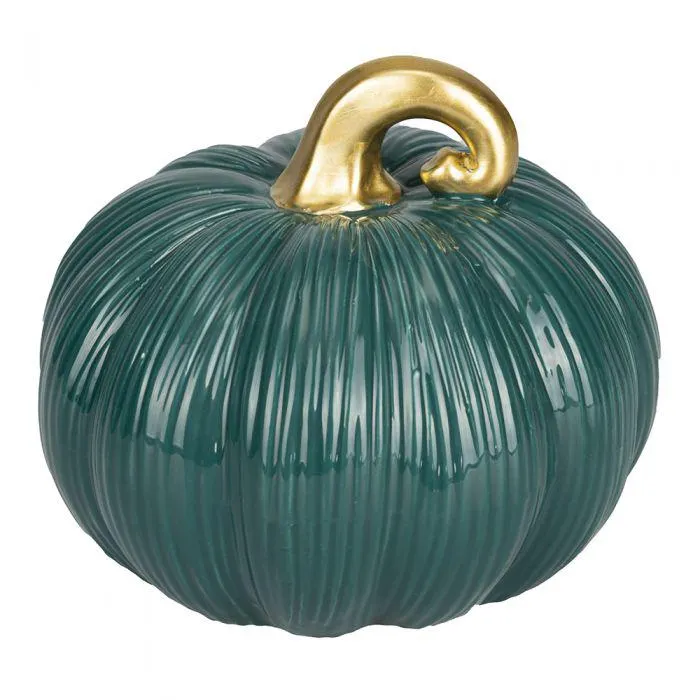 Zucca decorativa grande ottanio e oro, Gold Xmas