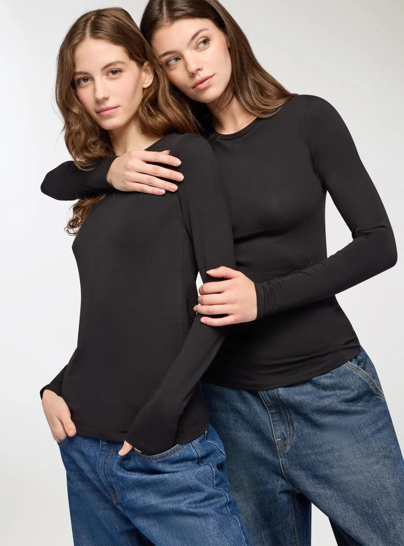 T-shirt manica lunga tinta unita 3x Nero