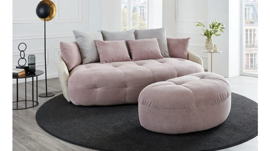 Macaron divano megasofà in tessuto cipria e panna