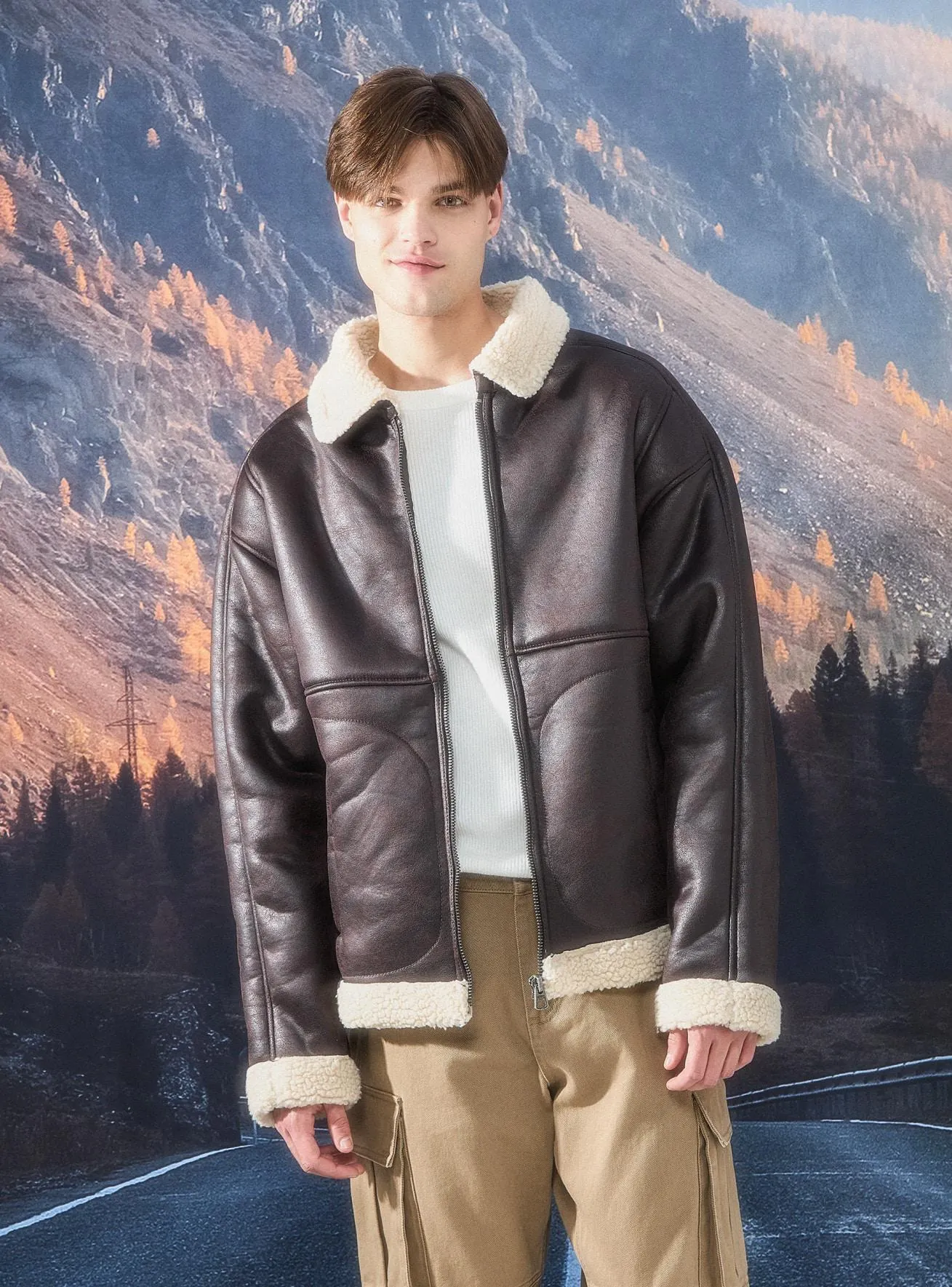 Montone effetto pelle Marrone