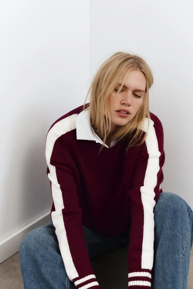 PULLOVER IN MAGLIA BORDI