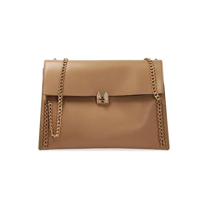 Borsa a spalla beige chain