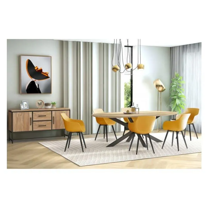 Yanice - Sedia senape, gambe in metallo nero (x2)